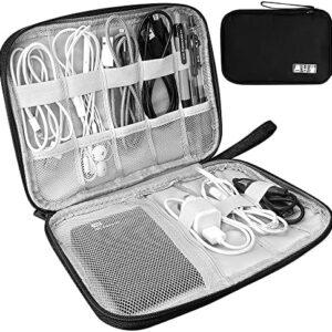 Electronics Accessories Organizer Bag, Travel Cable Organiser Bag, Universal Carry Travel Gadget Bag for USB Cable Drive, SD Card, Charger Hard Disk (Black)