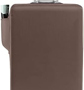 GANNEPIE Travel Luggage Cover Black Printed Suitcase Cover Fits 18-32 Inch, Brown With Pocket, L(26-28 inch luggage)