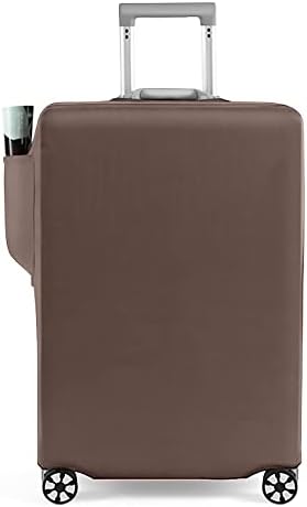 GANNEPIE Travel Luggage Cover Black Printed Suitcase Cover Fits 18-32 Inch, Brown With Pocket, L(26-28 inch luggage)