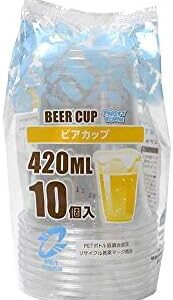 Strix Design SD-155 Beer Cups, Clear Cups, Pack of 10, Clear, 14.2 fl oz (420 ml), Diameter 3.6 inches (92 mm), Height 4.5 inches (114 mm), Made in Japan, Recycled PET, Events, Sports, Outdoors