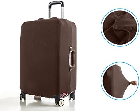 GANNEPIE Travel Luggage Cover Black Printed Suitcase Cover Fits 18-32 Inch, Brown With Pocket, L(26-28 inch luggage) - Image 4