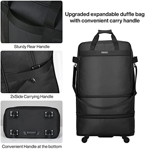 Hanke Expandable Foldable Luggage Bag Suitcase Collapsible Rolling Travel Luggage Bag Duffel Bag for Men Women Lightweight Suitcases, Black Upgrade Version, Expandable Luggage Bag Without Rigid Frame - Image 3