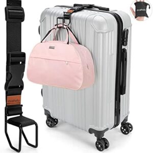 Exshoiu Luggage Hook Strap, J Hook Luggage Strap Flight Attendant with Hands Free, Adjustable Travel Luggage Straps for Add a Bag Hook (Black)