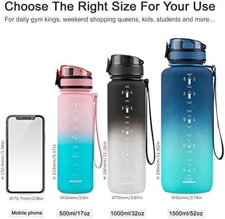 UZSPACE Water Bottle 500 ml / 800 ml / 1 L, Sports Drinking Bottle Children's Leak-Proof, Tritan & BPA-Free Water Bottle for Cycling, Fitness, Outdoor - Image 3