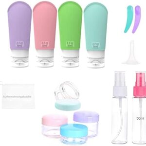 14 Piece Silicone Travel Bottle Set 90ml Leakproof Refillable Empty Cosmetic Travel Size Containers for Toiletries, FDA Approved, BPA Free, Ideal for Travel and Travel