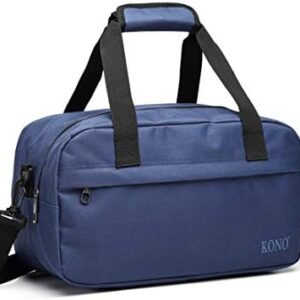 Kono 35x20x20 Holdall Cabin Luggage Under Seat Ryanair Flight Carry-on Bag Unisex Sports Travel Duffels Bag, Navy, 35cm (W) * 20cm (H) * 20cm (D)
