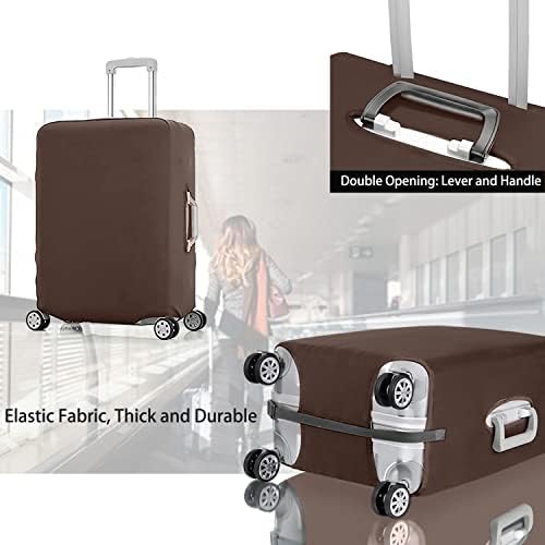 GANNEPIE Travel Luggage Cover Black Printed Suitcase Cover Fits 18-32 Inch, Brown With Pocket, L(26-28 inch luggage) - Image 5