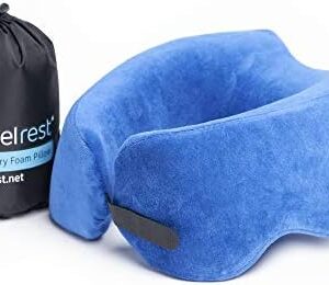 Travelrest Nest Ultimate Memory Foam Travel Pillow Neck Pillow, Washable, Voted Best Travel Pillow for 2018-2022 by NYTimes WIRECUTTER - Washable - Packs to 1/4 of its Size (2 Year Warranty)
