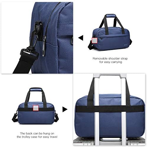 Kono 35x20x20 Holdall Cabin Luggage Under Seat Ryanair Flight Carry-on Bag Unisex Sports Travel Duffels Bag, Navy, 35cm (W) * 20cm (H) * 20cm (D) - Image 5