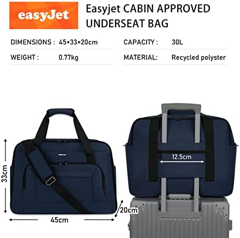 ECOHUB Cabin Bag 45x36x20 Easyjet Travel Bag, Blue, ECOHUB cabin bag 45 ...