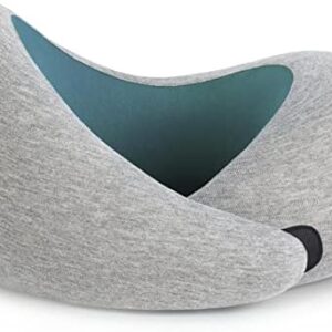 OSTRICHPILLOW GO Travel Pillow with Memory Foam for Airplanes, Car, Neck Support for Flying, Power Nap Pillow, Travel Accessories for Women and Men - Colour Blue Reef