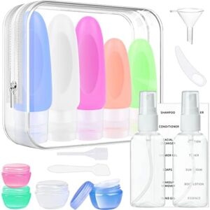 17 Piece Travel Bottle Set, Squeezable Travel Hose Sets, Silicone Travel Bottles Set, Leak-Proof Travel Container, Portable Travel Accessories, Colourful
