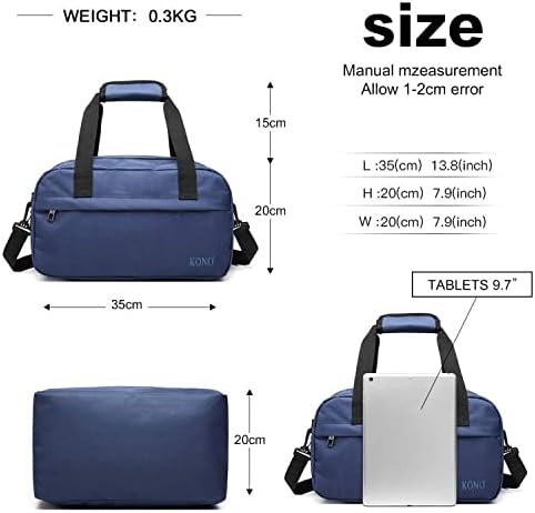 Kono 35x20x20 Holdall Cabin Luggage Under Seat Ryanair Flight Carry-on Bag Unisex Sports Travel Duffels Bag, Navy, 35cm (W) * 20cm (H) * 20cm (D) - Image 3