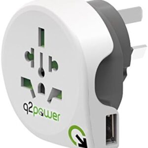 Q2 Power World to Australia USB Universal Travel Adapter with Earth Plug Kid Safe Shock Protection Voltage and Power 100V-1000W / 250V-2500W