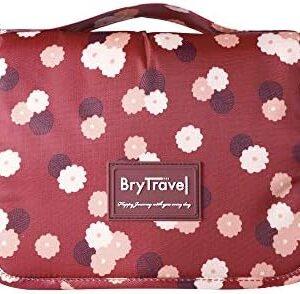 BryTravel Women's Hanging Toiletry Bag, Foldable Toilet Bag with Carry Handle, Travel Makeup Bag, Wash Bag, Necessary, Upgrade Toiletry Bag