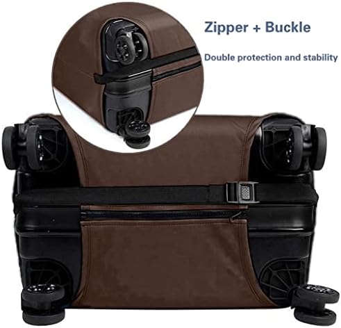 GANNEPIE Travel Luggage Cover Black Printed Suitcase Cover Fits 18-32 Inch, Brown With Pocket, L(26-28 inch luggage) - Image 2