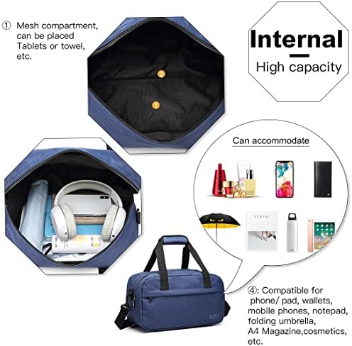 Kono 35x20x20 Holdall Cabin Luggage Under Seat Ryanair Flight Carry-on Bag Unisex Sports Travel Duffels Bag, Navy, 35cm (W) * 20cm (H) * 20cm (D) - Image 6