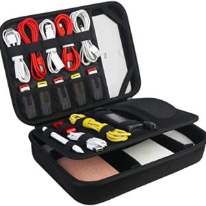 BOVKE Electronic Organizer Travel Cable Organizer Bag Electronic Accessories Case Portable Tech Organizer for Tablet Apple iPad 9.7in, Hard Drives, Cables, Chargers, iPhone, Power Bank, Black