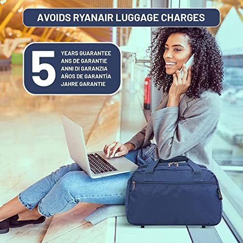 Aerolite New Summer 2023 Ryanair Cabin Bags 40x20x25 Maximum Size Foldable Carry On Premium Bag Holdall Small Lightweight Cabin Luggage Under seat Flight Travel Duffel Bag with 5 Year Guarantee, Navy, CABIN - Image 6