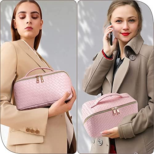 Travel Cosmetic Bag with Large Capacity, Portable Travel Makeup Bag, Waterproof Leather Organiser, Toiletry Bag with Divider Bag Organiser for Cosmetics Travel Bag - Image 6