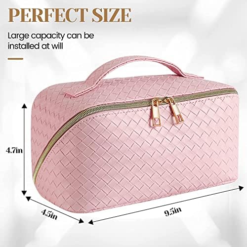 Travel Cosmetic Bag with Large Capacity, Portable Travel Makeup Bag, Waterproof Leather Organiser, Toiletry Bag with Divider Bag Organiser for Cosmetics Travel Bag - Image 5