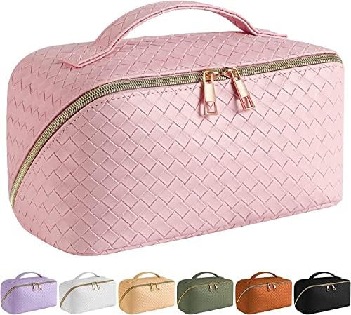 Travel Cosmetic Bag with Large Capacity, Portable Travel Makeup Bag, Waterproof Leather Organiser, Toiletry Bag with Divider Bag Organiser for Cosmetics Travel Bag