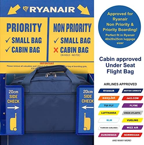 Aerolite New Summer 2023 Ryanair Cabin Bags 40x20x25 Maximum Size Foldable Carry On Premium Bag Holdall Small Lightweight Cabin Luggage Under seat Flight Travel Duffel Bag with 5 Year Guarantee, Navy, CABIN - Image 4