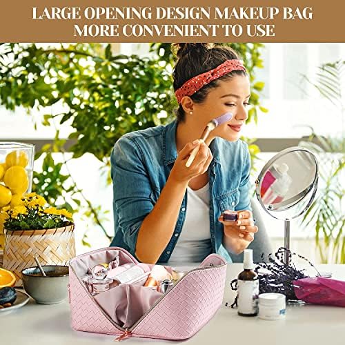 Travel Cosmetic Bag with Large Capacity, Portable Travel Makeup Bag, Waterproof Leather Organiser, Toiletry Bag with Divider Bag Organiser for Cosmetics Travel Bag - Image 2